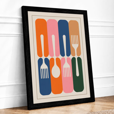 Modernist Cutlery Grid Mid-Century - Framed Print