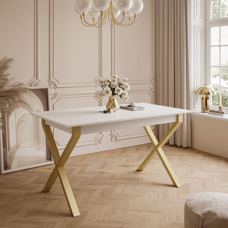 Courtnay Extendable table 140 cm, "X" legs, White