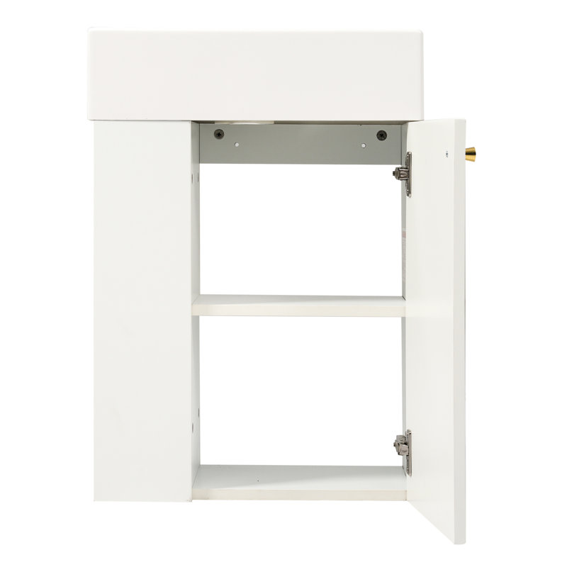18.5 Inch Bathroom Vanity With Resin Sink, Construction, Side Storage Compartment, Soft-Close Function, Elegant Finish Compartment