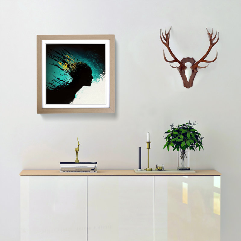 Swimming Silhouette - Framed Print, Oak