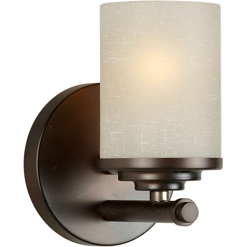 Applique murale à bras 1 lumière Ariauna, Bronze antique, Lin ombre