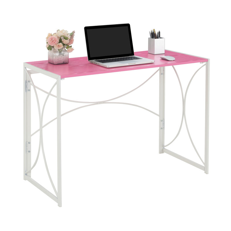 Marcianne 39.5'' W Rectangle Writing Folding Desk, Pink/White
