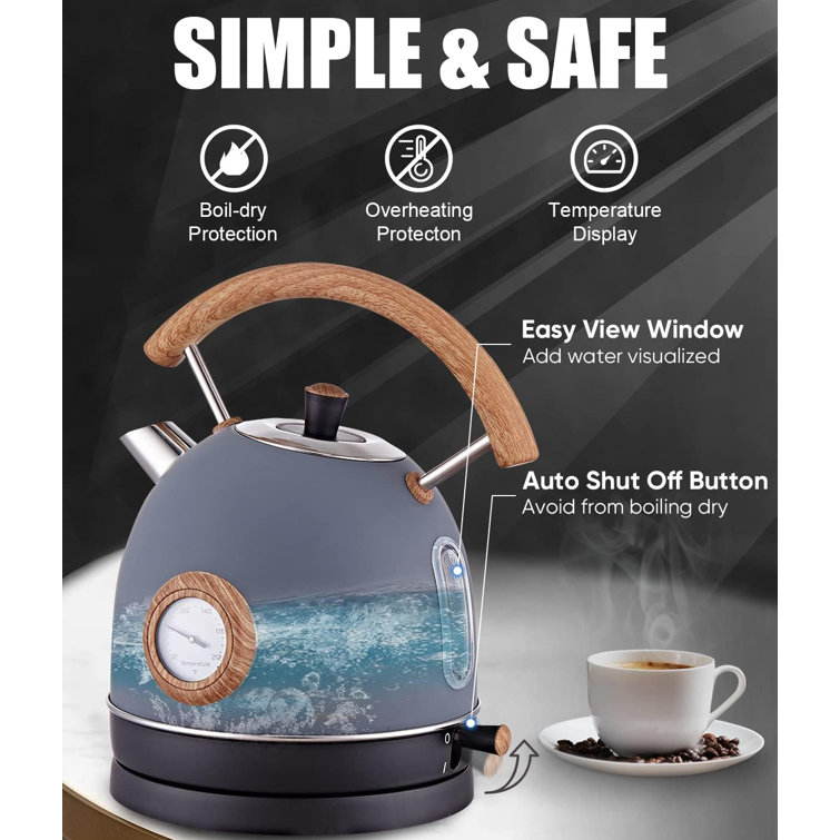  Talafa Electric Tea Kettle with Temperature, 1.7L/1500W Electric  Water Kettle with Food Grade Stainless Steel, Hot Water Boiler Teapot for  Boiling Water Auto Shut-off and Boil-Dry Protection, Green: Home & Kitchen