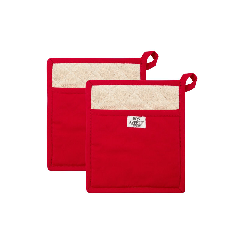 Design Imports Chino Potholder Set/2, Cider, Red