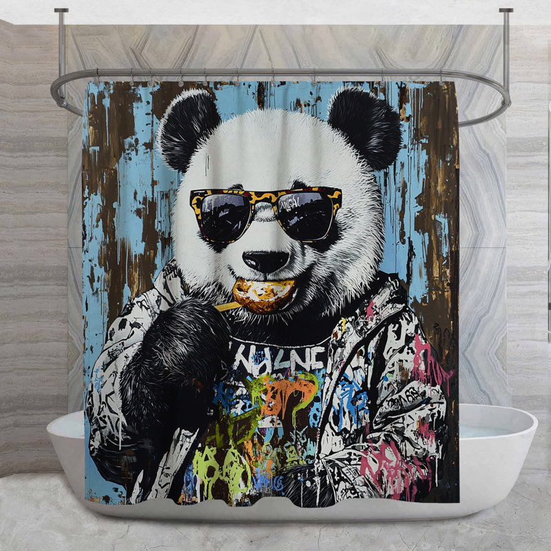 Rideau de douche Panda, H 84 po x l 70 po