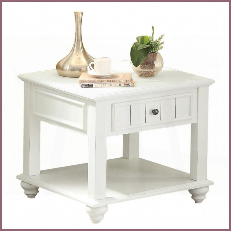 Table basse blanche avec tiroir et amp; Tablette - Design traditionnel élégant pour le salon, rangement polyvalent