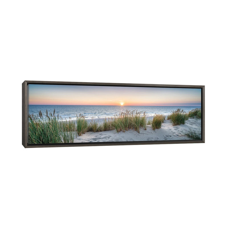 «Dune Beach Panorama At Sunset» par Jan Becke, reproduction encadrée sur toile, H 20 po x l 60 po, Toile avec cadre flottant