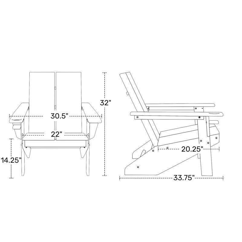 Chaise Adirondack en plastique résistante aux intempéries Lollis, Bois patiné