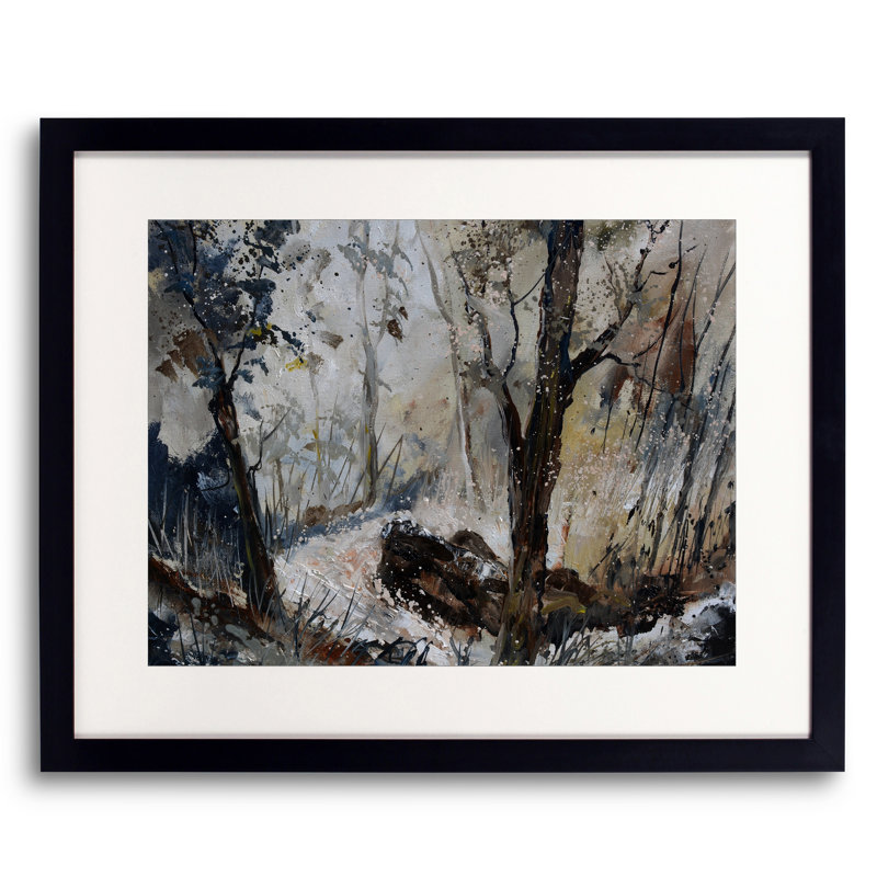 River In Winter Print by Pol Ledent, Black Framed Paper, 24" H x 30" W