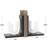 Duky Wooden Layered U-Shaped Abstract Decorative White Bookends with Black Stands Set