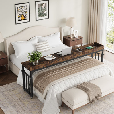 70.86'' W Adjustable Overbed Table With Power Station, Writing Desk