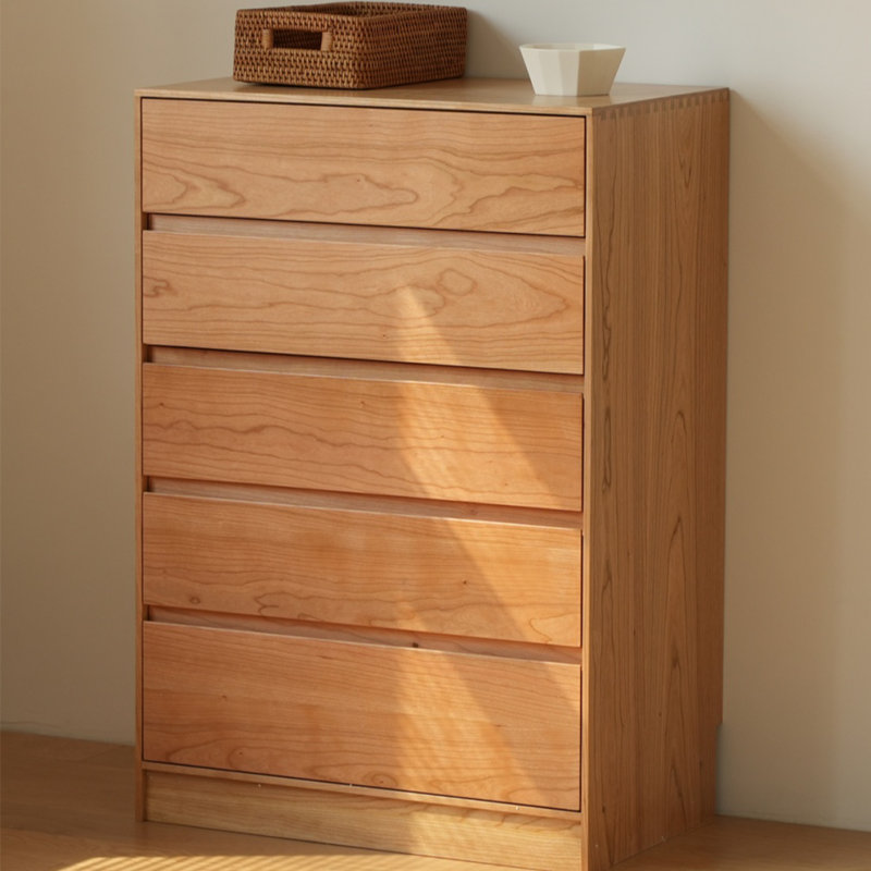 Simple Style Cherry Wood Entrance Cabinet Solid Wood Accent Chest