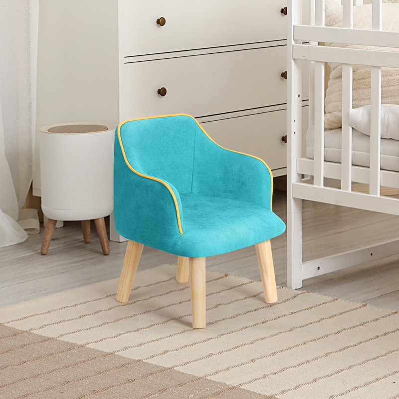 Chaise basse en bois avec dossier Home, Bleu clair