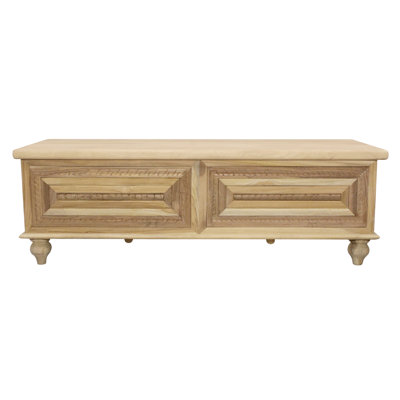 Banc de rangement Noelle en bois massif blanc vieilli de 55 po Noelle