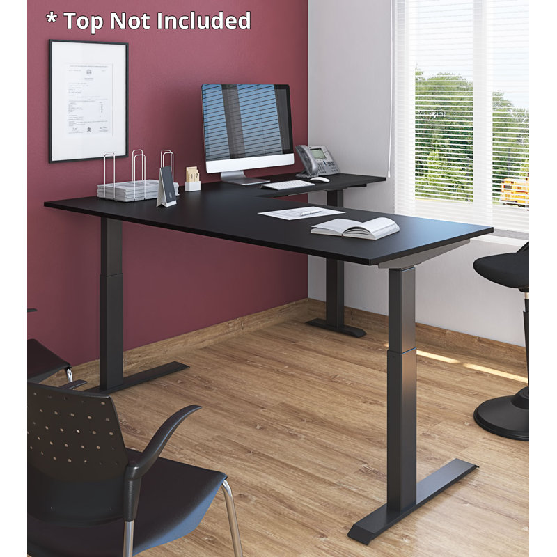 Melanda L-Shaped Steel Standing Desk, Variable/Black