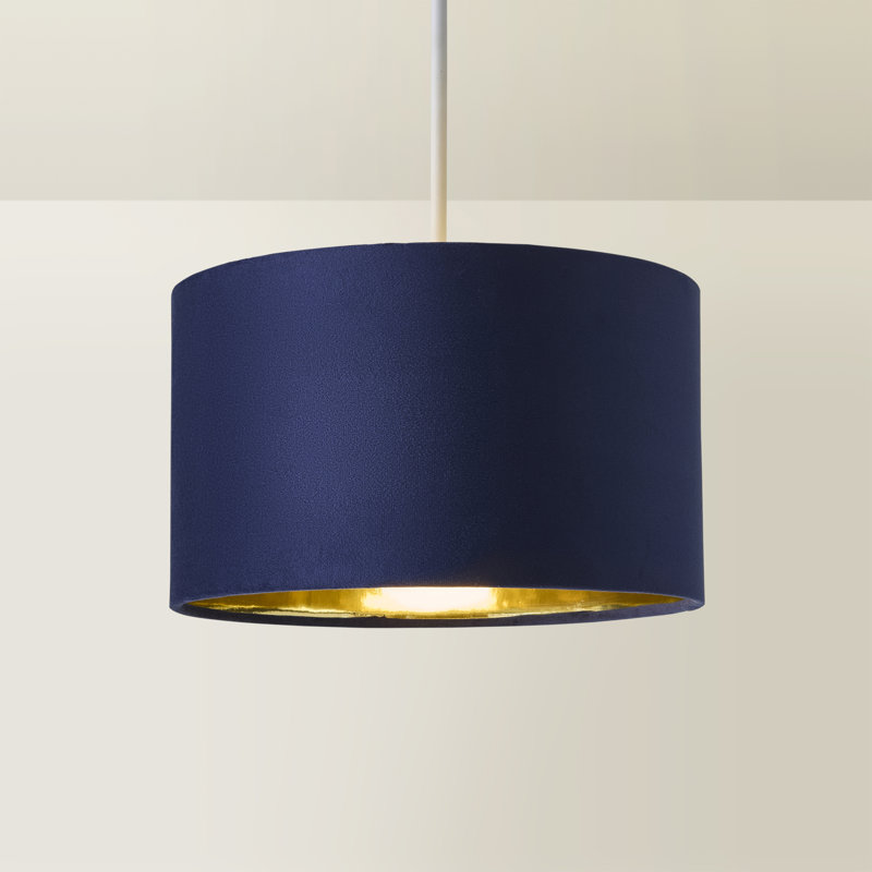 Aguie Linen Blend Drum Lamp Shade ( Slip-On ) in Blue, 15" H x 25" W x 25" D