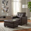 Ensemble de salon en cuir, canapé-lit et repose-pieds Rowen-83611745