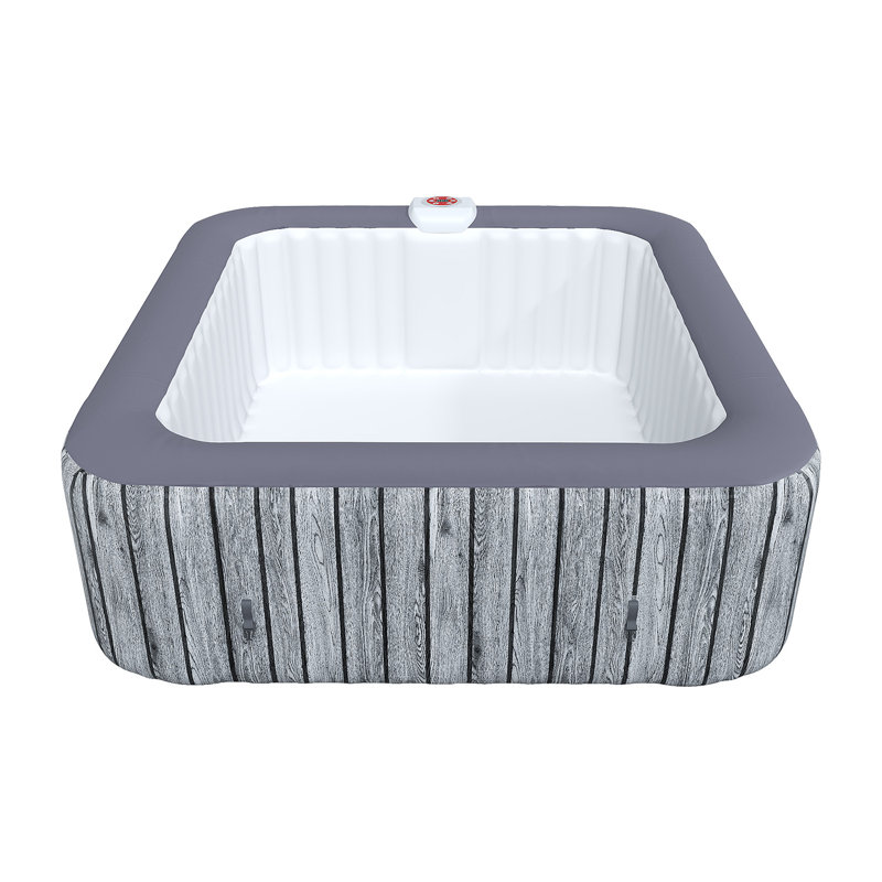 4-6 Person Square Inflatable Hot Tub with 130 Bubble Jets ,4 Filter Cartridges , Portable Blow Up Hot Tub with Energy-saving Insulation Cover