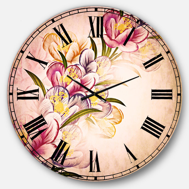 Fleurs mauves - horloge murale, Surdimensionné