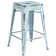 24"H Backless Metal Indoor-Outdoor Counter Height Stool w/Square Seat