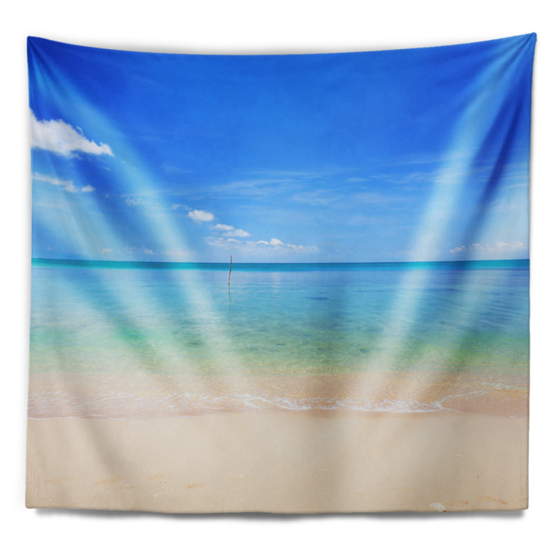 Tapisserie de polyester vagues vagues de mer tropicale avec accessoires suspendus inclus, H 68 po x l 80 po
