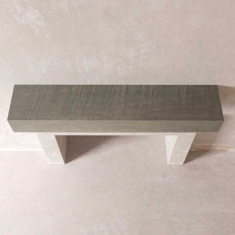 Duluth Teak Floating Shelf with Reclaimed Wood, Rustic Gray, 10" H x 48" W x 6" D