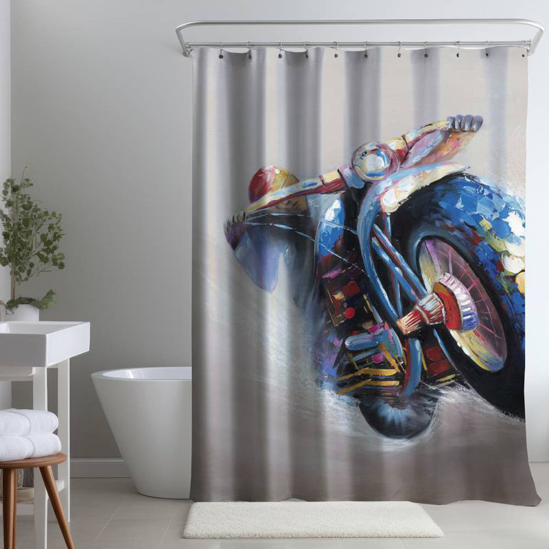 Shower Curtain TR9 – Polyester Shower Curtain, Dye Sublimation Print, 71" W × 74" L