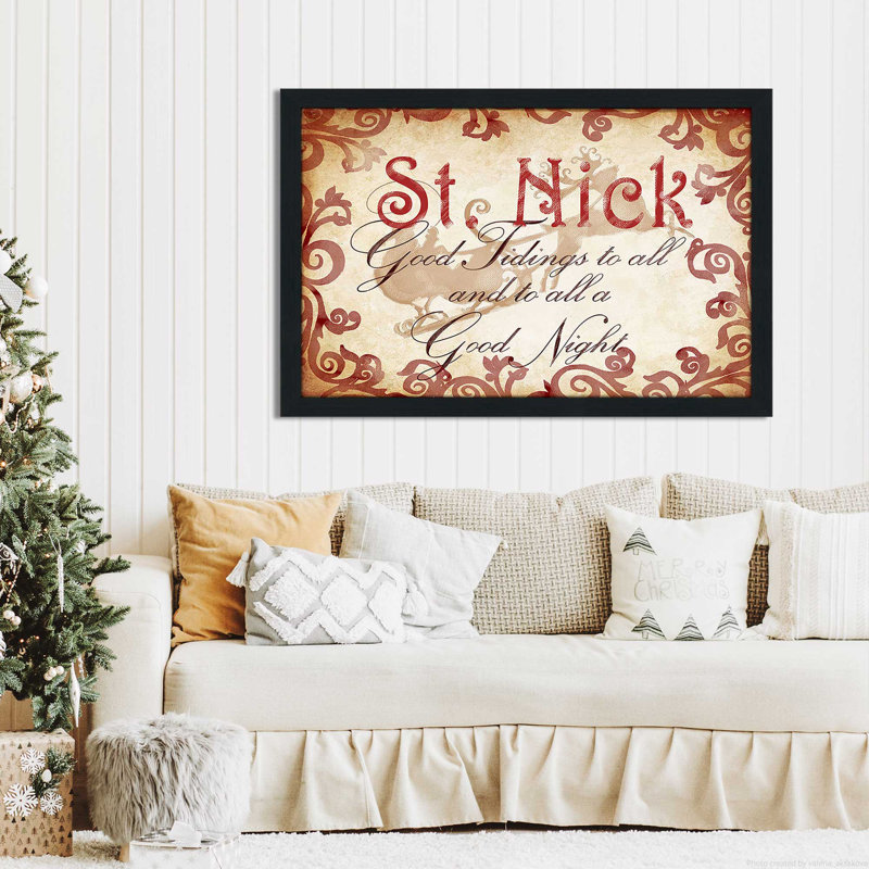 St Nick, To All A Good Night (Horizontal) par By Jodi - impression, H 27,5 po x l 39,5 po x P 0,75 po, Cadre espresso