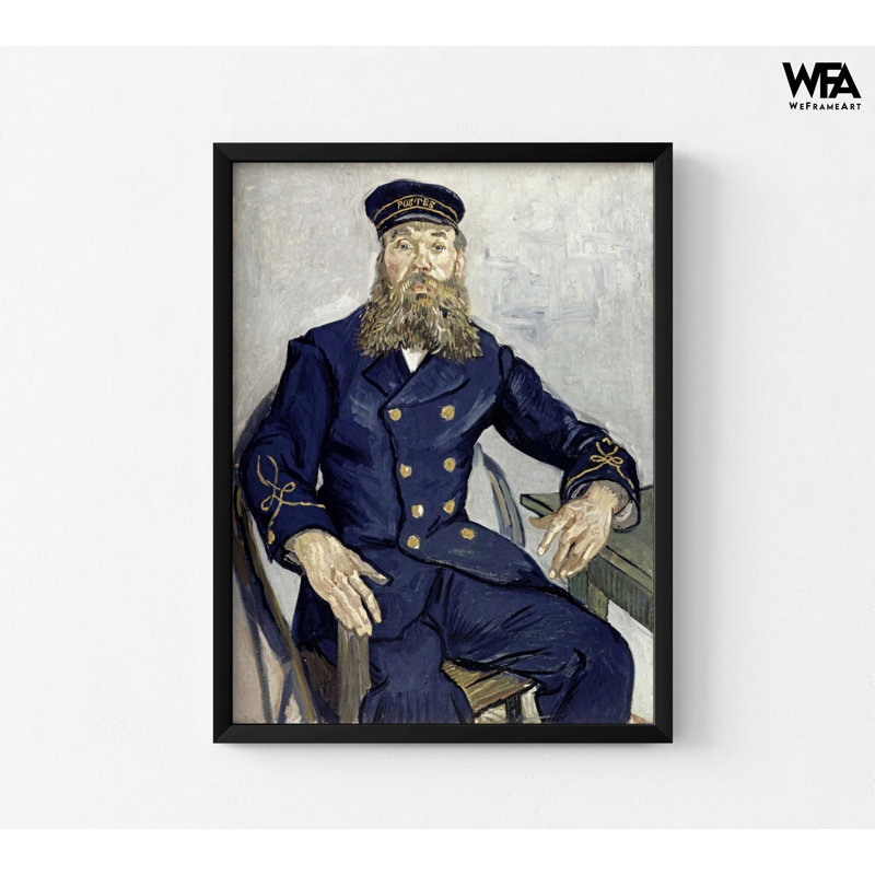 Portrait de Joseph Roulin par Vincent Van Gogh, reproduction d'art, impression de Portrait de style Van Gogh, impression uniforme bleu marine, impression uniforme bleu foncé