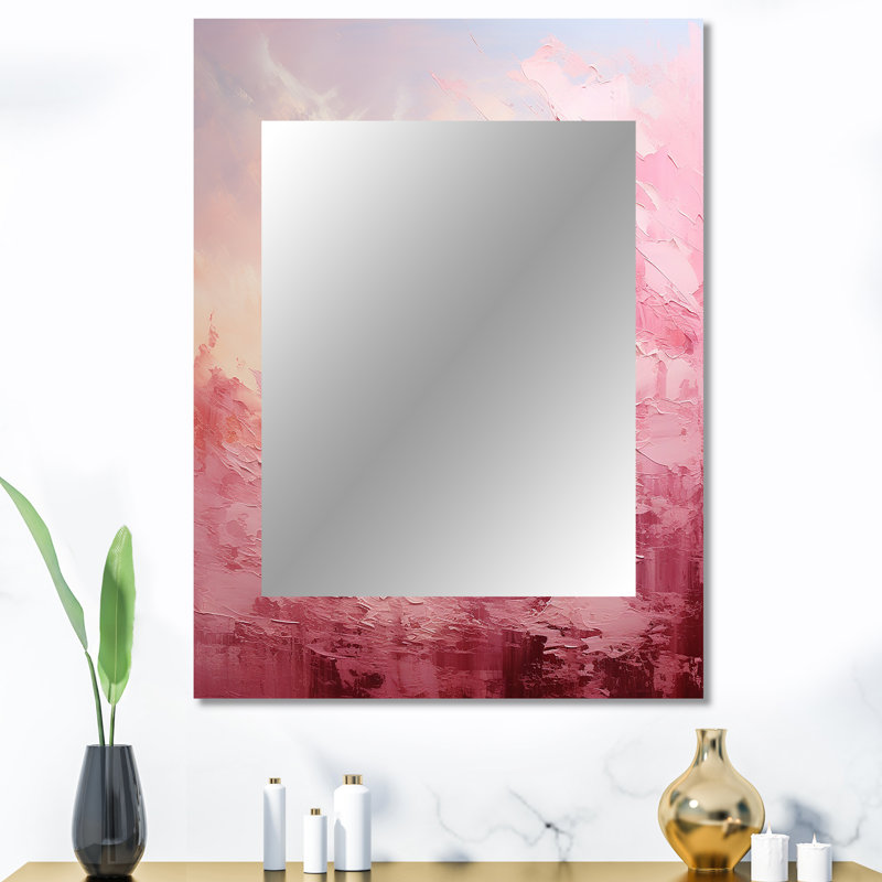 «Pink Horizon» - paysage unique, grand miroir mural rose, impression d'art en métal, 40 po x 30 po