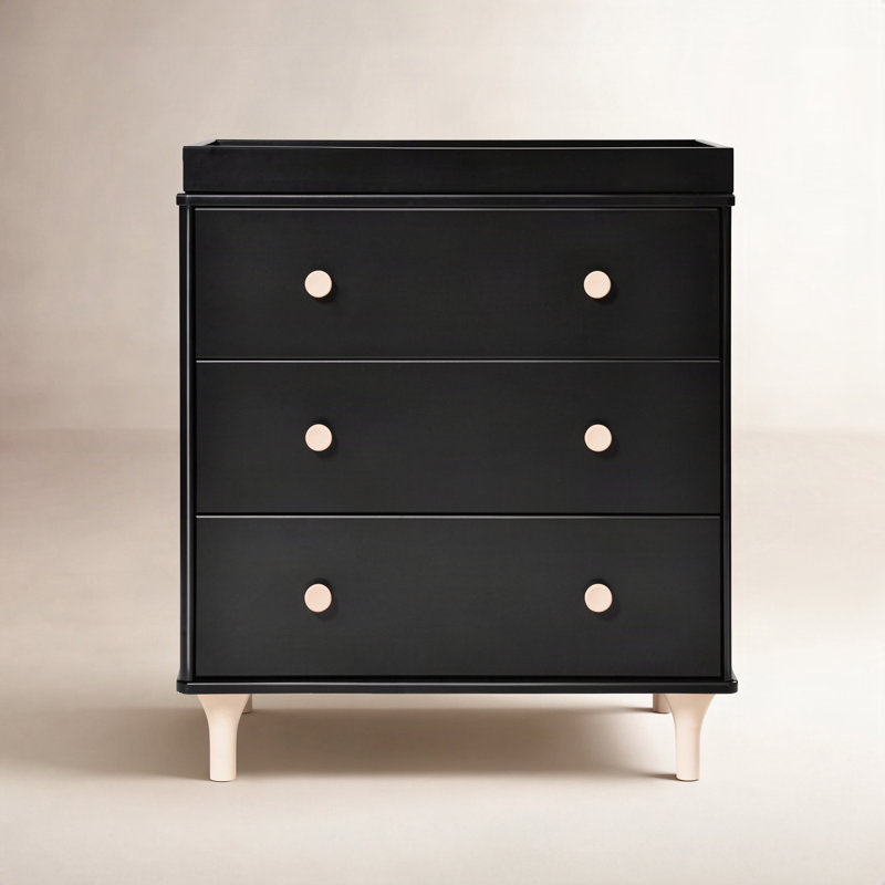 Lolly 3 Drawer Changing Table, Black/Washed Natural
