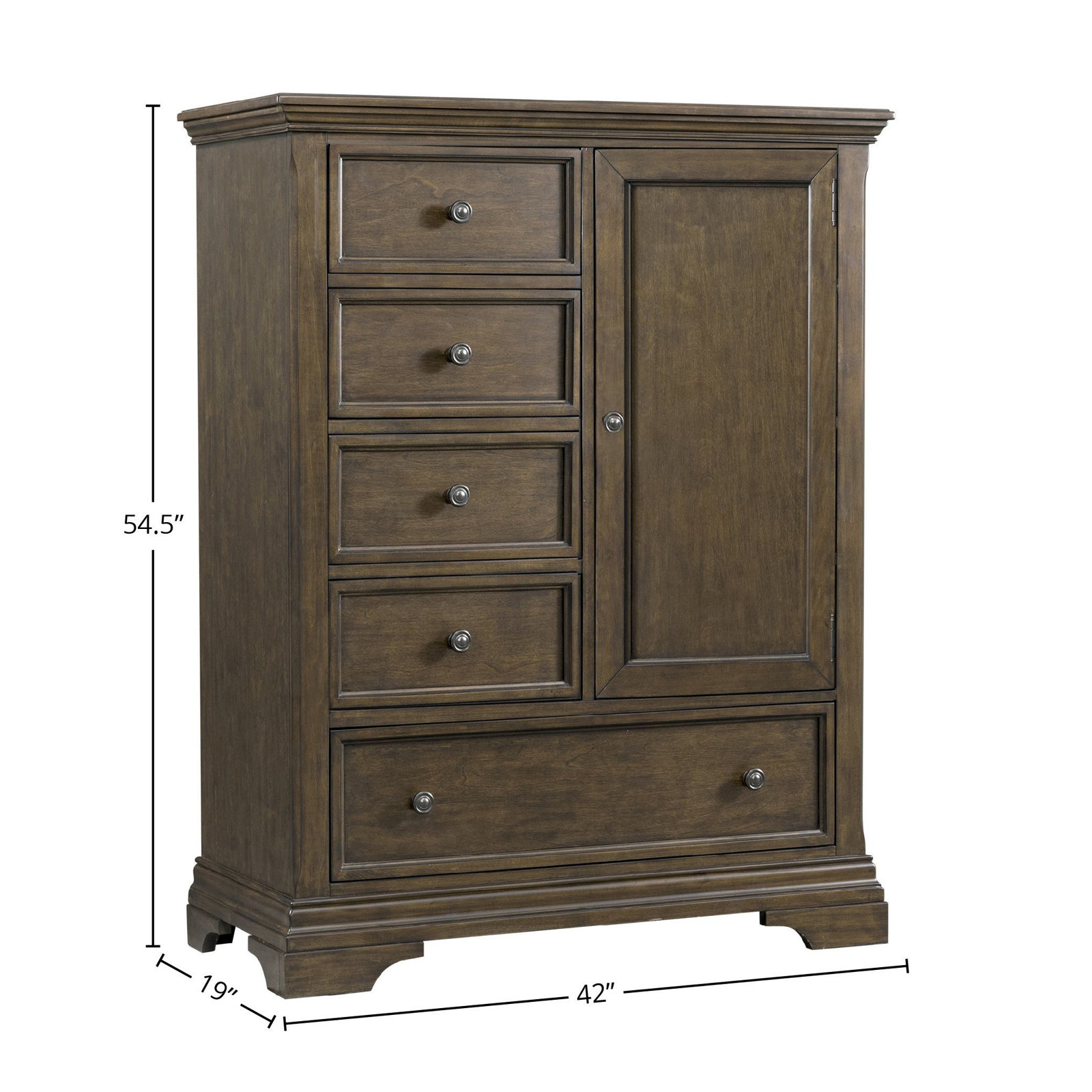Frony 6-Drawer Combo Dresser, Rosewood