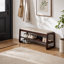  Banc de rangement en bois massif avec coussin et banc de rangement pour hall d'entrée à 2 niveaux-2078162658-2068853033