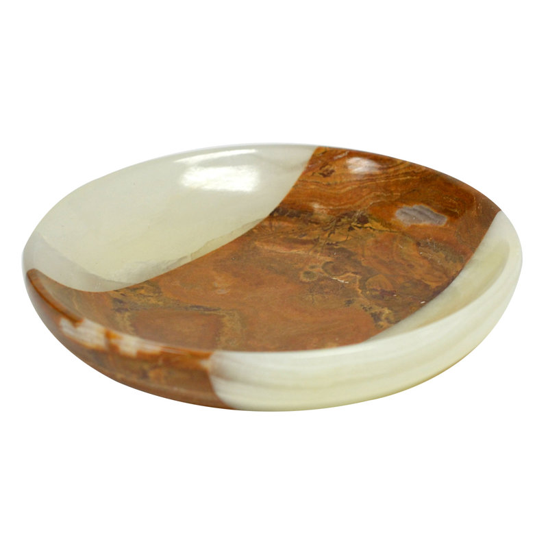 Porte-savon en marbre poli Abbiegale, Vert / ambre