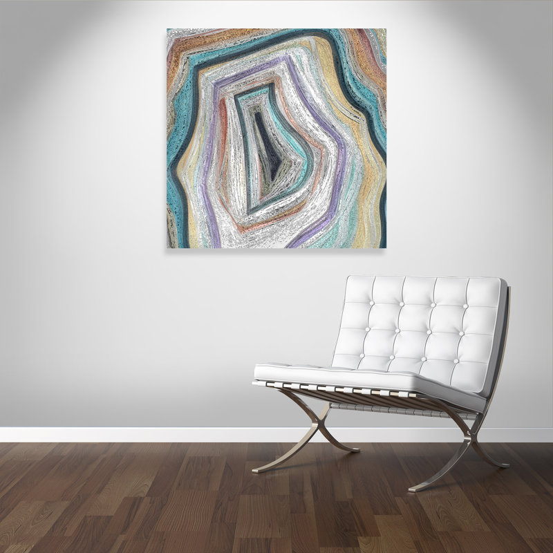 Agate moderne bleu sarcelle - peinture, Toile tendue, H 45 po x l 45 po x P 1,38 po