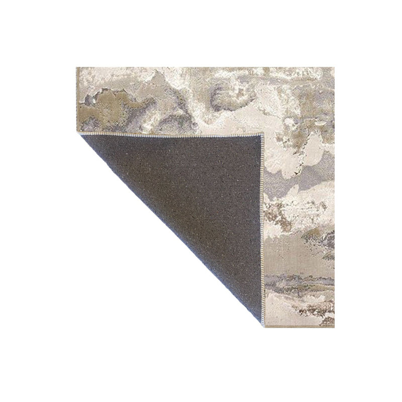 Beige Themed Abstract Pattern Creative Modern Decorative Machine Washable Area Rug, Square 3'11"