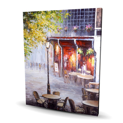 Outdoor Restaurant Canvas - Red Street Scenery Home Decor