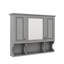 Armoire murale de salle de bain 35 po x 28 po avec miroir, armoire à pharmacie à trois portes et tablettes ouvertes-1719377170