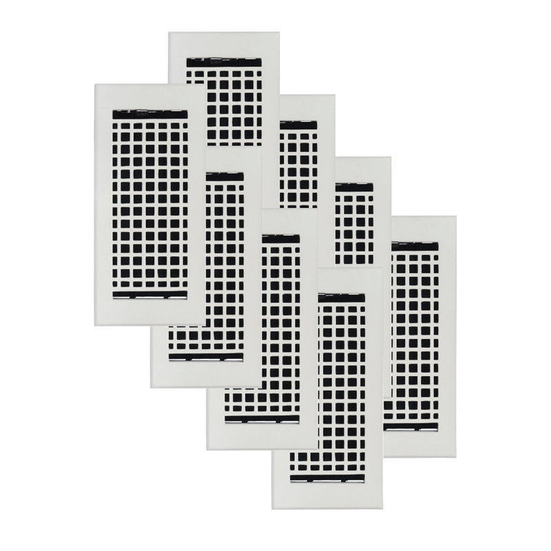 PAQUET de 8 ouvertures d'aération 4 po x 10 po Mosaic, Blanc thermolaqué, Mur avec trous de vis
