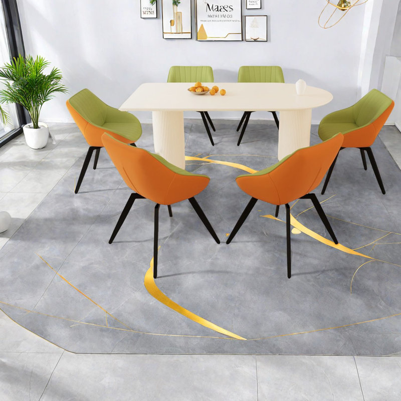 Ensembles de table de salle à manger en MDF crème moderne avec chaises en polyuréthane de style industriel pour la cuisine à domicile