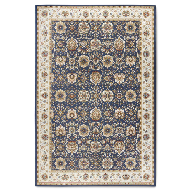 Kollektion 1767 Machine Woven Blue cream Rug, Rectangular 160 x 235cm