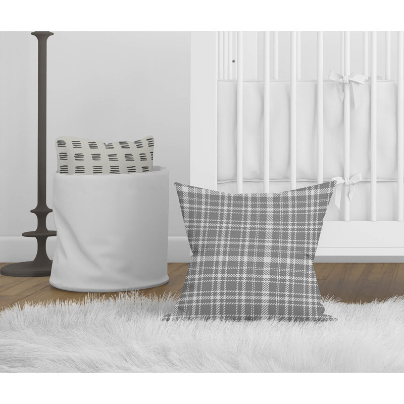 Coussin Rocky Tartan, H 20 po x l 20 po, Gris anthracite