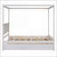 Lit plateforme double à baldaquin en bois avec lit gigogne 2 tiroirs - aucun sommier nécessaire, blanc brossé pour les chambres familiales
