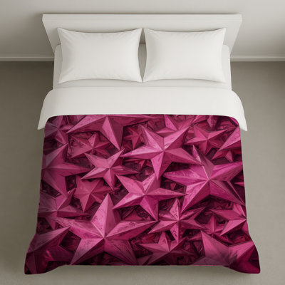 Housses de couette roses et étoiles métalliques