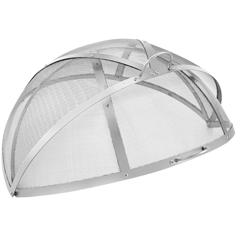 Round Stainless Steel Spark Screen, 43.2cm H x 76.2cm W x 76.2cm D