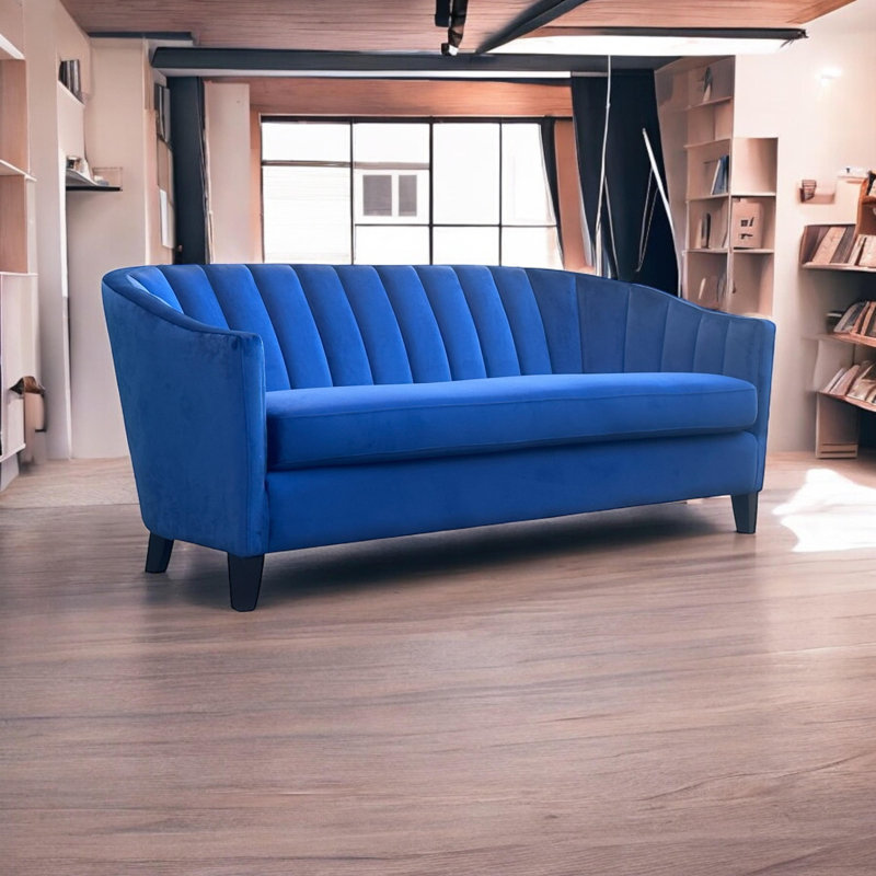 Stylish Velvet 3 Seater Sofa – Comfortable Upholstered Seating for Living Room, Office, Lounge, or Guest Room, Blue Velvet