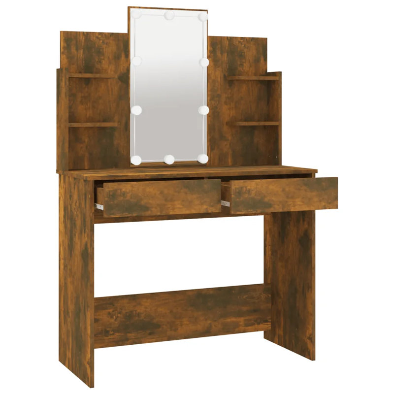 Klokoc Dressing Table with Mirror, Smoked Oak
