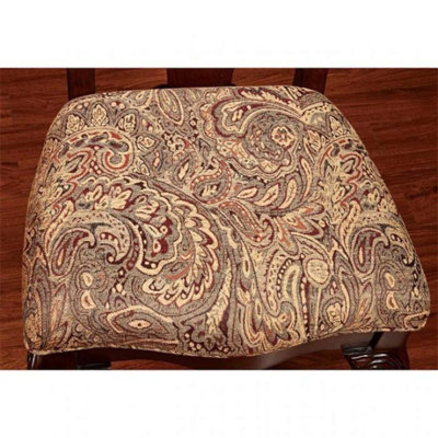 Formal Classic Traditional Dining Chairs with Cherry Solid Wood, Damask Print Fabric Seat, and Intricate Back Design, Set of 2