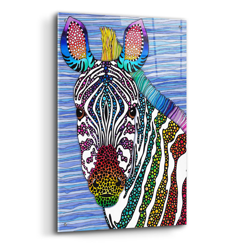 " Rainbow Zebra " by Hello Angel, 36" H x 24" W x 0.2" D