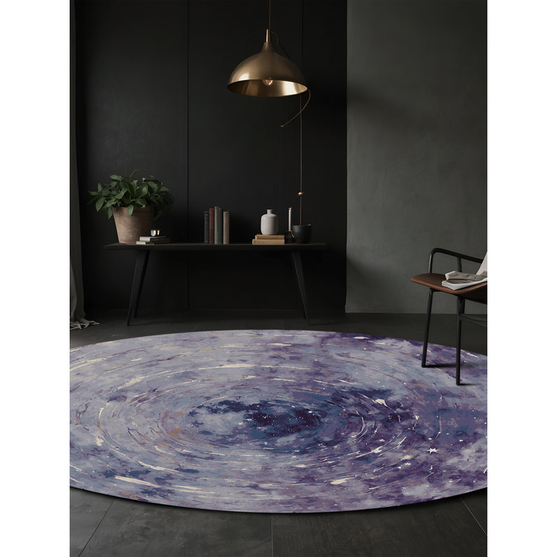 Tapis mauve lavable à la machine, Rond 3 pi